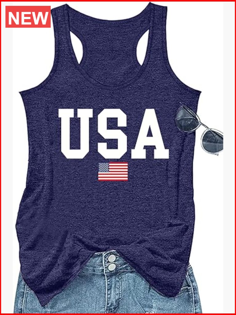 Vintage Graphic Tank Top Sleeveless Racerback Cami Summer Beach Casual
